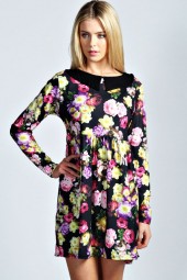 SALE - Keisha Floral Smock suknelė ilgomis rankovėmis